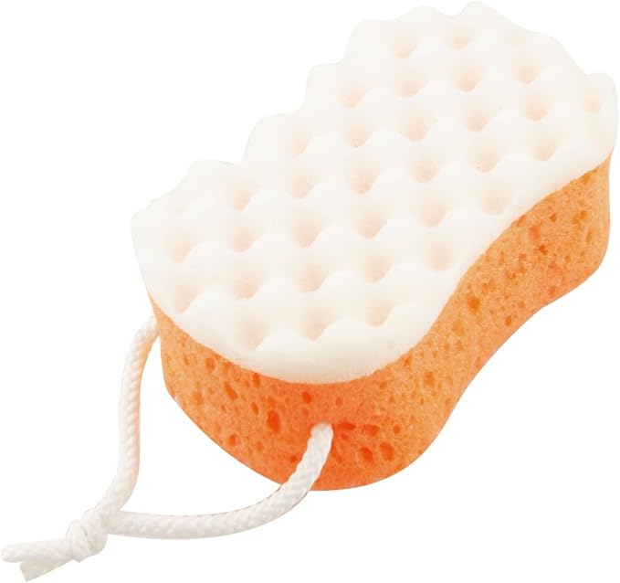 Ruilogod Soft Sponge Bath Shower Pouf Loop Scrubber Orange White (id: ca7 37f 064 4f8 b01 - Image 2